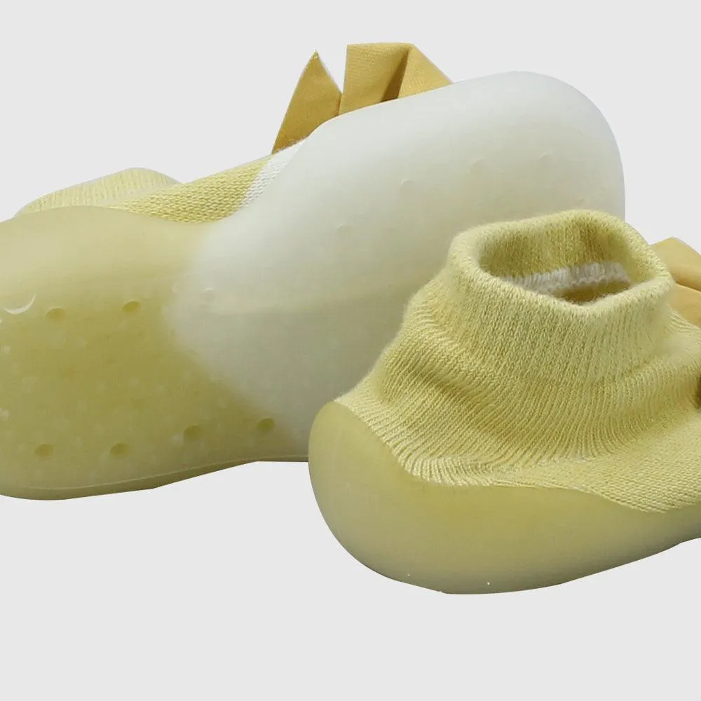 YELLOW BOW GRIPPER SLIPPER WINTER THICK COTTON BABY SOCKS